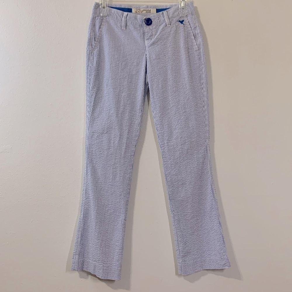 Grane Jeans White/Blue Seer Sucker Pants Size 1 Used